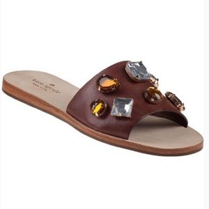 KATE SPADE AVILA BROWN JEWELED BLING STONES SLIDES
